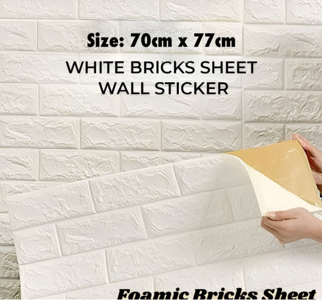 3D Self-Adhesive White Brick Foam Wall Panels