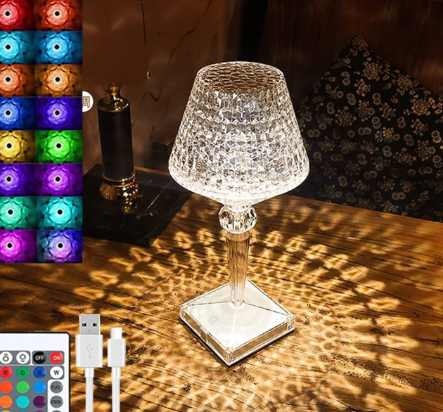 Portable USB Rechargeable Crystal Lamp With Touch Control