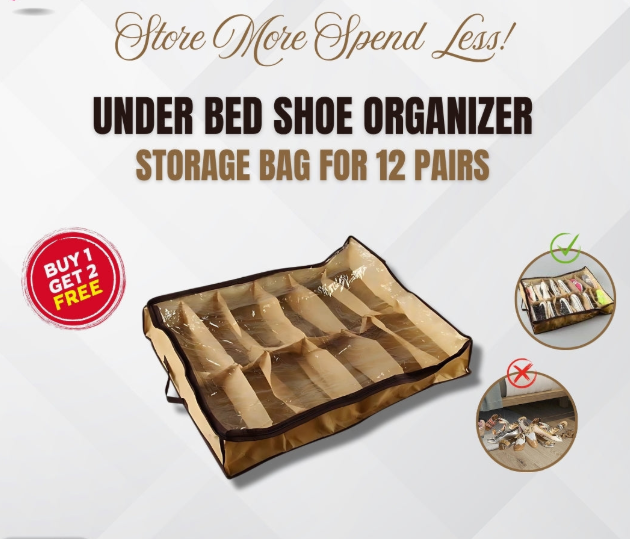 Shoe Organizer (12 Pairs, Under Bed)